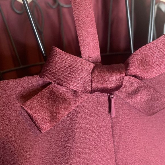 White Vera Wang Wine Red Halter Neck Formal Gown Prom Back Slit - Picture 8 of 15